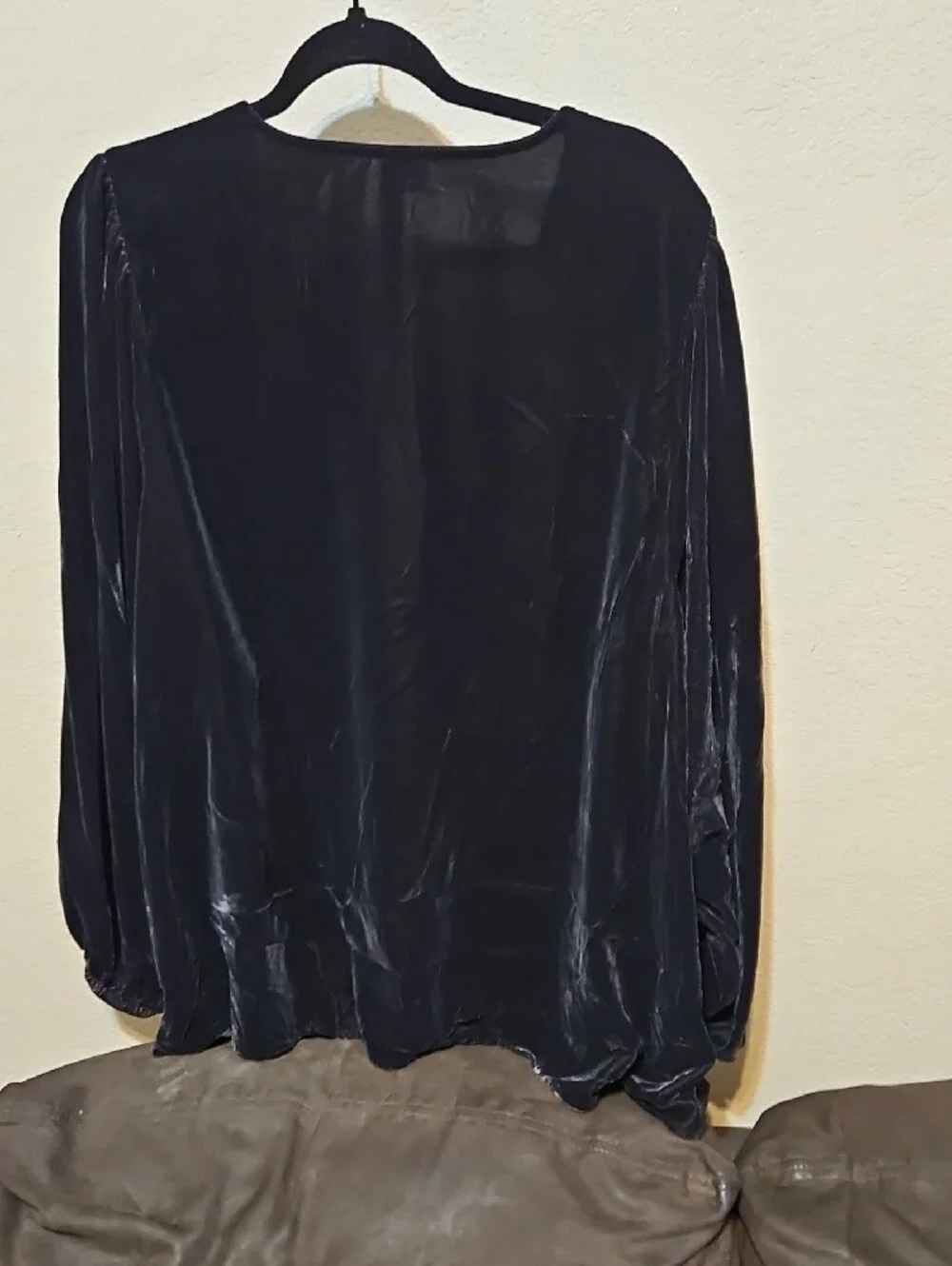 Old Navy Black Velvet V-Neck Button Front Blouse